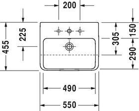 Duravit HEBWT ME by Starck m ÜL m HLB 55x45,5cm 3 HL weiß WG