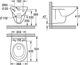 Grohe Wand-Tiefspül-WC BAU KERAMIK spülrandl awe - VPE: 12