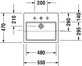 Duravit Halbeinbauwaschtisch VERO m ÜL HLB 550x470mm 1 Hahnloch weiß