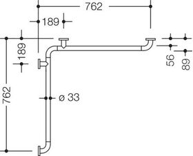 Hewi Dusch-Wannenhandlauf SERIE 801 waagerecht je 762mm, d= 33mm orange