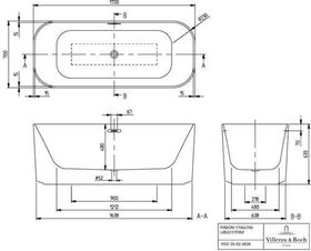 V&B Freistehwanne FINION DUO 1700x700 m Wa-zul Aus vc Sto wh