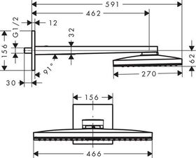 Kopfbr 460/300 1jet AXOR SHOWERSOLUTIONS brushed nickel