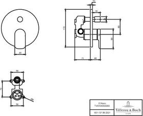 V&B Fertigmontageset O.NOVO EH-Wannenb 170x170x46mm chrom