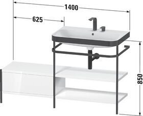 Duravit Waschtischset HAPPY D.2 PLUS 1400x490mm ohne Hahnloch taupe supermatt