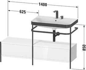 Duravit Waschtischset HAPPY D.2 PLUS 1400x490mm ein Hahnloch weiß supermatt