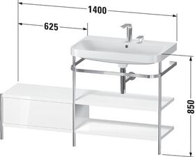 Duravit Waschtischset HAPPY D.2 PLUS 1400x490mm 2 Hahnlöcher taupe supermatt