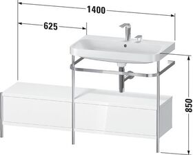 Duravit Waschtischset HAPPY D.2 PLUS 1400x490mm ein Hahnloch taupe supermatt