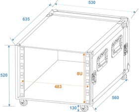 ROADINGER Rack Profi KM 8HE 55cm mit Rollen