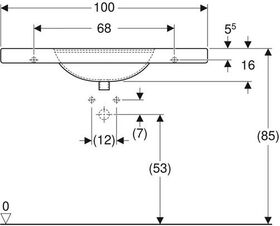 Geberit Waschtisch PRECIOSA 1000x550mm o Hahnloch ohne Überlauf weiß