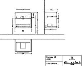 V&B Waschtischunterschrank SUBWAY 3.0 622x576x478mm f SWT Gri Vo bl Br w