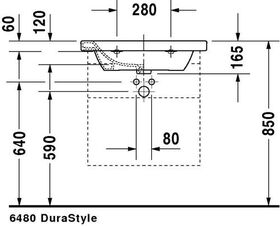 Duravit Möbelwaschtisch DURASTYLE m ÜL HLB 650x480mm 3 Hahnlöcher weiß