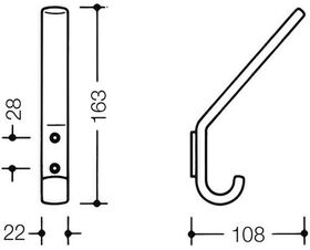 Hewi Garderobenhaken SERIE 477 163mm hoch signalweiß