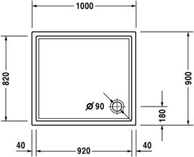 Duravit Rechteck-Duschwanne STARCK SLIML mit Antislip 1000x900x50mm weiß