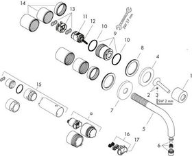 Einhebel-Waschtischmischer AXOR UNO2 DN 15 UP m Al 225mm u Ros. f Wd-mon bru