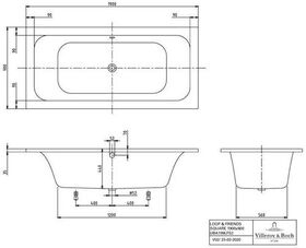 V&B Whirlpoolsystem LOOP & FRIENDS m BW R-eck 1900x900 Tech. Pos 2 we