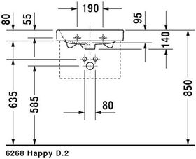 Duravit Möbel-Handwaschbecken HAPPY D.2 m ÜL HLB 500x360mm 1 Hahnloch weiß WG