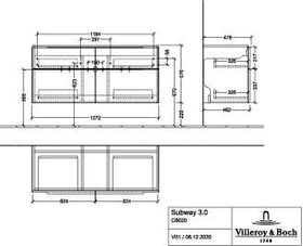 V&B Waschtischunterschrank SUBWAY 3.0 1272x576x478mm f SWT Gri Vo bl Br w