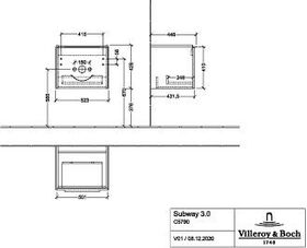 V&B Waschtischunterschrank SUBWAY 3.0 523x429x447,5mm f SWT G. Alu glänz. Br w