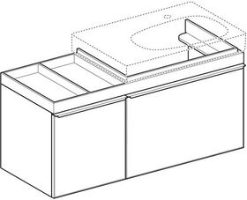 Geberit Waschtischunterschrank CITTERIO 1184x554x504mm Abl. li Fr Gl taupe/Korpu