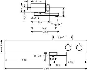 HG AP-Wannenthermostat SHOWERTABLET 600 für 2 Verbraucher chrom