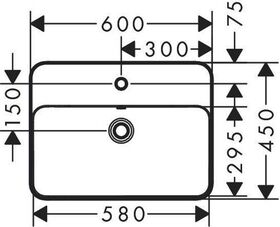 HG Aufsatzwaschtisch Xuniva Q mit Hahnloch mit Überlauf 600x450mm weiß