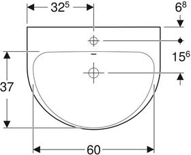 Geberit Waschtisch RENOVA m HL mit Überlauf 650x500mm weiß KT