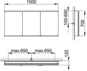 Keuco Spiegelschrank ROYAL MODULAR 2.0 Breite 1500mm Höhe 700mm Tiefe 120mm