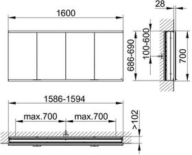 Keuco Spiegelschrank ROYAL MODULAR 2.0 Breite 1600mm Höhe 700mm Tiefe 120mm