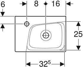 Geberit Handwaschbecken XENO² 400x280mm m HL li ohne Überlauf weiß KT