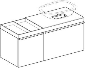 Geberit Waschtischunterschrank CITTERIO 1184x543x504mm Abl. li Fr Gl schwarz/Kor