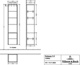 V&B Hochschrank SUBWAY 3.0 400x1710x362mm 1x of f A re G. Al g Br w