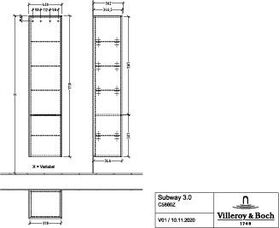 V&B Hochschrank SUBWAY 3.0 400x1710x362mm Ans li Gri Vo bl Br White