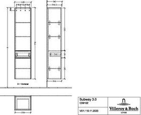 V&B Hochschrank SUBWAY 3.0 400x1710x362mm 1x Ausz. A re G. Al g Br