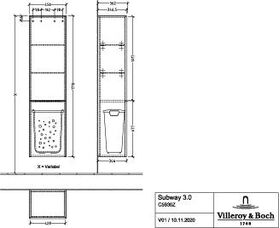 V&B Hochschrank SUBWAY 3.0 400x1710x362mm 1x Wä A re Gri Vo bl Br w