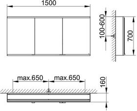 Keuco Spiegelschrank ROYAL MODULAR 2.0 Breite 1500mm Höhe 700mm Tiefe 160mm