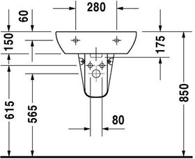 Duravit Waschtisch D-CODE m ÜL HLB 1 Hahnloch 550x430mm weiß