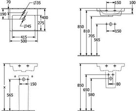 V&B Handwaschbecken SUBWAY 3.0 500x400mm m ÜL m HL stone white C+