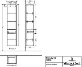 V&B Hochschrank SUBWAY 3.0 400x1710x362mm 1x Ausz. A li G. Vo b Br