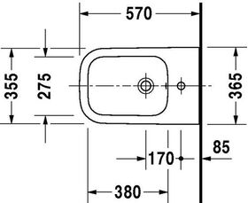 Duravit Stbidet HAPPY D.2 BACK-TO-WALL m ÜL HLB 365x570mm 1 Hahnloch weiß