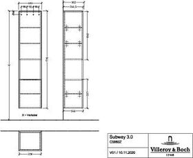 V&B Hochschrank SUBWAY 3.0 400x1710x362mm 1x of f A li G. Al g Br w