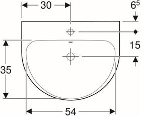 Geberit Waschtisch RENOVA mit Hahnloch mit Überlauf 600x480mm weiß