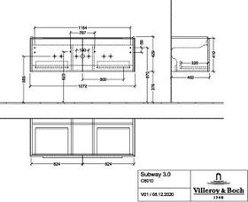 V&B Waschtischunterschrank SUBWAY 3.0 1272x429x478mm f Schrank-WT G. Al g Br w