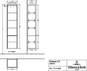 V&B Hochschrank SUBWAY 3.0 400x1710x362mm Ans re Gri Vo bl Br White