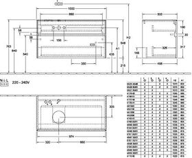 V&B Waschtischunterschrank COLLARO 100x54,8x50cm WT li m LED-B. Glossy Grey