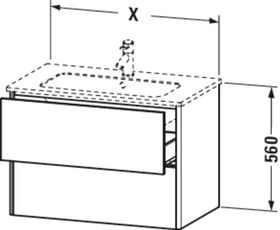 Duravit Waschtischunterbau XSQUARE 610x560x478mm 2 Schubk we hgl ES NB Mi.