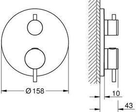 Grohe Thermostat-Brausebatterie ATRIO FMS z 35604 1 Absperrventil cool sunrise