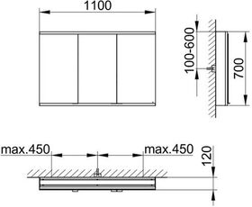 Keuco Spiegelschrank ROYAL MODULAR 2.0 Breite 1100mm Höhe 700mm Tiefe 120mm