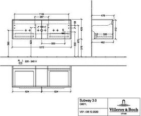 V&B Waschtischunterschrank SUBWAY 3.0 1272x429x478mm m Be f SWT G. Al g Br w