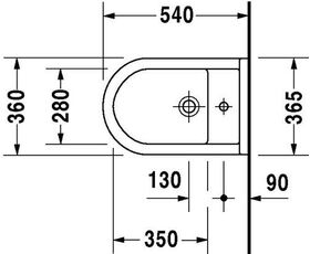 Duravit Wand-Bidet STARCK 3 m ÜL HLB 360x540mm 1 Hahnloch weiß