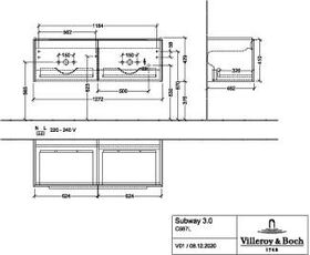 V&B Waschtischunterschrank SUBWAY 3.0 1272x429x478mm m Be f S-DWT G. Al g Br w